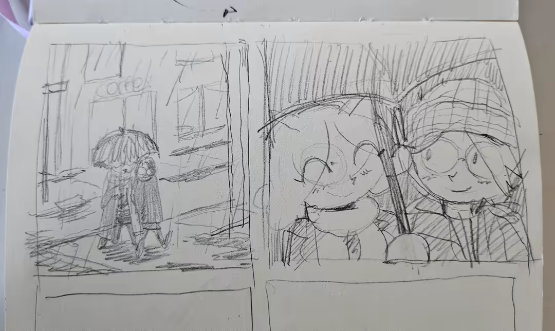 Catgirl trying to share a brella